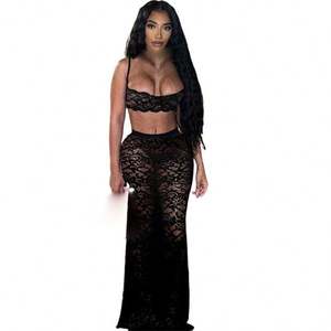 Pantalon de nuit d'été en dentelle noire <span class=keywords><strong>Maxi</strong></span> pour femmes - Product Image 4