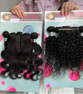 Paquete de 5 Paquetes de Cabello Humano Brasileño con Cierre, Cabello Barato al por Mayor, Cualquier Estilo, Rizado <span class=keywords><strong>Suelto</strong></span> - Product Image 3