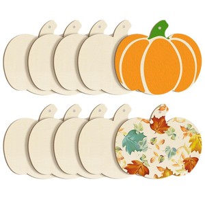Ornements de citrouille d'Halloween en bois vierges à peindre, décoration intérieure personnalisée - Product Image 5