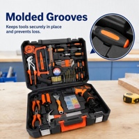 Kit d'outils sans fil en acier au carbone 48 pièces : perceuse, tournevis, pinces, clé, marteau – Outils à main OEM pour réparation domestique, mallette moulée par soufflage