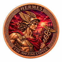 Pièces de monnaie rondes en cuivre pur 999 de 1 oz, série Mythologie Grecque Antique, double face, en relief, colorées, artisanat métallique
