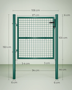 Porte de jardin Europe enduite de PVC vert de porte simple de barrière de grillage de lien de yard avec le poteau rond de serrure de sécurité - Product Image 2