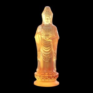 Zen patung emas Guanyin Bodhisattva, dekorasi penyembuhan Kristal postur luntur lembut tertutup untuk Yoga Buddha - Product Image 1