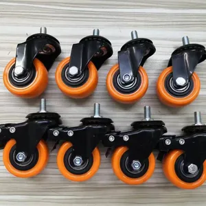 1.5 inch 2 inch black pu pp pvc castor small mini caster wheels swivel caster lock wheels for furniture