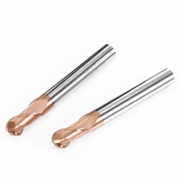 Fresa de punta esférica de acero de tungsteno de dos flautas afiladas de alta precisión para contorneado 3D