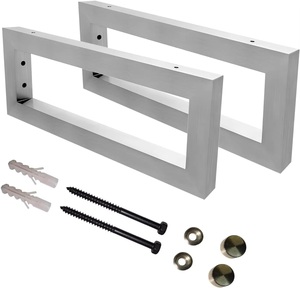 Set of 2 Modern Eco-Friendly Black Metal Floating Shelf <b>Brackets</b> Heavy Load Bearing Wall Mount DIY Support Frame for Bathroom - Product Image 1