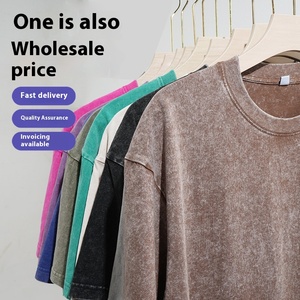 T-shirt estiva a maniche corte da uomo 230g di peso massimo in cotone allentato alla moda stile retrò americano Top ODM OEM <span class=keywords><strong>Design</strong></span> - Product Image 2