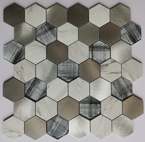 Carreaux muraux autocollants pour cuisine et salle de bain, mosaïque hexagonale en aluminium, métal, PVC, à coller sur les murs, pour crédence - Product Image 4