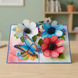 Meilleures ventes : Carte pop-up 3D, motif fleurs et papillons, artisanat imprimé au laser sur mesure, style vietnamien, créations en papier - Product Image 1