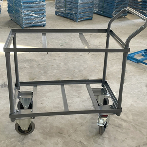 Carrello piattaforma con piattaforma in legno 400kg Hxbxt 102x60x98cm carrello a doppio piano - Product Image 5