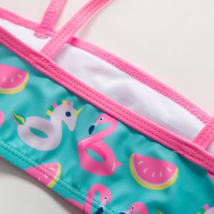 Traje de Baño de Diseño para Bebés OEM, Conjunto de Bikini Infantil con Estampado de Flamenco, Traje de Baño de Verano para Niñas - Product Image 4