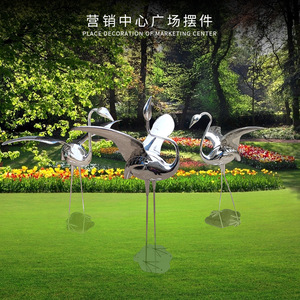 Escultura de Grúa de Acero Inoxidable con Acabado Espejo para Exteriores, Decoración de Suelo para Jardín y Plaza de Centro Comercial - Product Image 1
