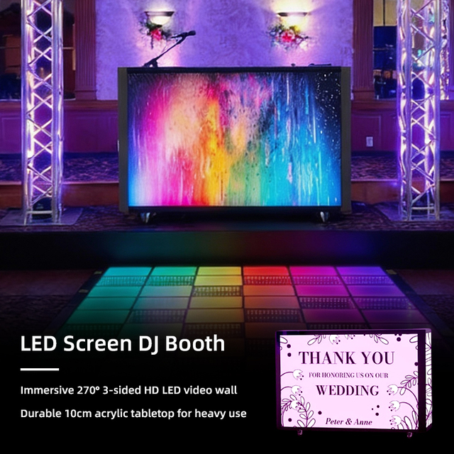 Professional LED DJ Booth with Customizable Color Changing Display, Portable Aluminum Truss System for Nightclub Events