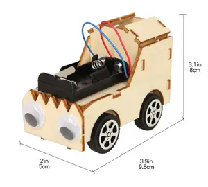 DIY מדע צעצועים לילדים מעץ צעצועים חינוכיים התאסף ערכת מיני חשמלי רכבת דגם