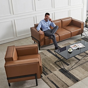 Guangzhou Factory Leather Fabric Sectional <b>Office</b> Reception <b>Sofa</b> Set for Villa <b>Office</b> Waiting Room Leisure Synthetic Leather - Product Image 2