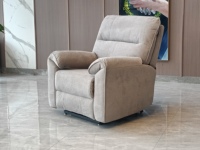 Fauteuil inclinable électrique moderne avec accoudoirs rembourrés, revêtement en tissu, structure métallique, fonction d'inclinaison électrique pour usage domestique