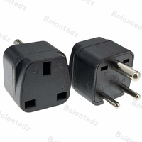 Adaptateur de prise électrique de voyage pour l'Afrique du Sud, Dubaï, l'Arabie Saoudite, l'Inde, le Pakistan, type D 10A250V, couleur noire, prise anglaise