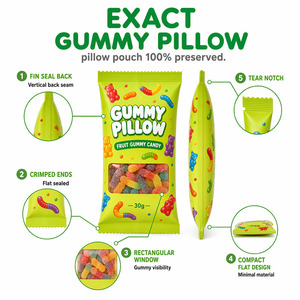 Sacchetti in plastica piatti con finestra trasparente per caramelle gommose a forma di cuscino, monodose, per orsetti gommosi, vermi e feste - Product Image 5