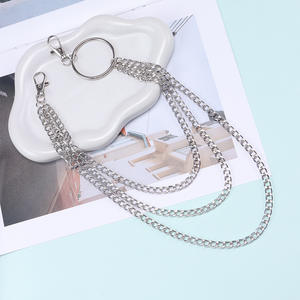 Cadena de cintura de metal estilo hip hop, aleación de zinc, doble anillo, multicapa, estilo punk, cadena corporal de moda, accesorio informal. - Product Image 2