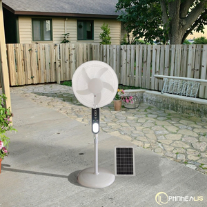 Ventilateur de refroidissement oscillant à hauteur réglable avec moteur sans balais, batterie solaire USB, télécommande et contrôle numérique en plastique - Product Image 6