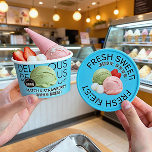 ETpack Eco Friendly gelato tazze di carta personalizzabile Dessert Yogurt Packaging con coperchi per negozi e Catering - Product Image 3