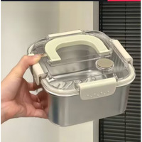 Boîte de conservation hermétique portable en acier inoxydable 304, boîte de préparation de repas et de rangement de fruits pour le réfrigérateur