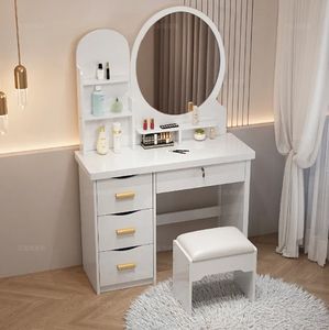 Chambre à coucher Coiffeuse de maquillage pour la maison avec miroir lumineux Petite maison de location Coiffeuse simple et <span class=keywords><strong>pratique</strong></span> - Product Image 5
