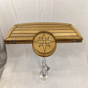 Barrel <b>Folding</b> Teak <b>Table</b> Top 300/610X940mm,11.8/24X37 Inch Star Inlay Marine Boat Yacht TC642 TC642 TC642 - Product Image 5