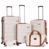 Juego de Maletas de Viaje ABS Clásicas Personalizadas de 5 Piezas en Oferta, Juego de Maletas de Mano ABS para Mujeres, Hombres y Niños