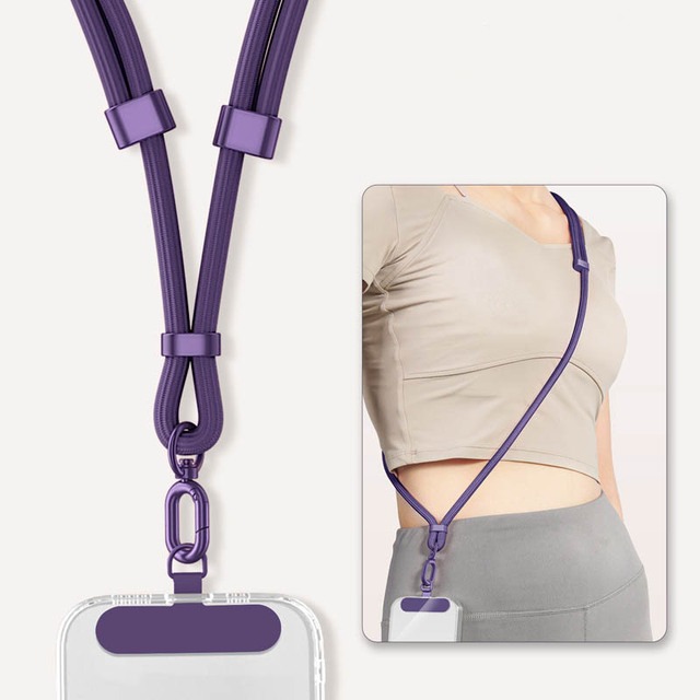 Universal Adjustable Crossbody Neck Strap Mobile Phone Lanyard with Convenient Phone Tether Patch for Any Cell Phone Use