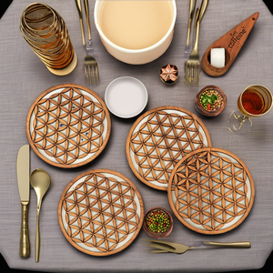 Sous-verres ronds en bois écologiques avec découpe, design européen, pour les fournitures de fête et les décorations murales - Product Image 2