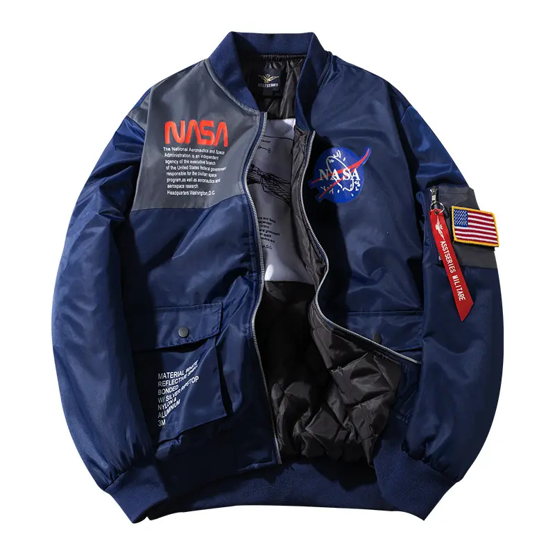 Wildswan Men Biker Jacket Embroidery MA-1 Military Flight Jacket Long-Sleeve Air Force Moto Wings Coat Winter B40165