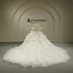 Robes de mariée vintage GT26036 pour femmes, style Empire, avec traîne chapelle, dentelle, cristaux et fleurs 3D - Product Image 4