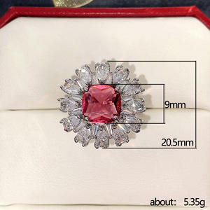 F1397 Flower Cocktail <b>Ring</b> Women's <b>Cushion</b> Cut Cubic Zirconia Prong Setting <b>Wedding</b> Fashion <b>Rings</b> Lab Created Stone - Product Image 5
