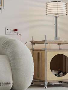 Birch Marine Board Smooth-ribbed <strong>cat</strong> Bed Cabinet, Pet <strong>cat</strong> Bed, <strong>cat</strong> Den, Movable Side Table, Pet Storage Cabinet, <strong>cat</strong> House - Product Image 2