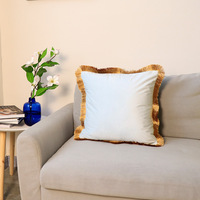Housse de coussin nordique simple à bordure dorée, couleur unie de luxe, pour canapé, lit, décoration de la maison et du bureau