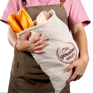 Sacs à pain réutilisables pour pain fait maison 100% sacs à pain en lin biologique sacs à cordon pour baguette au levain - Product Image 4