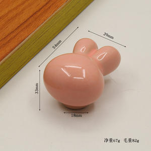 Pomo de cerámica moderno de bronce con diseño de conejo, de colores de dibujos animados, para dormitorio, cómoda, armario, cocina, baño - Product Image 6
