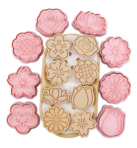 Paquet de <span class=keywords><strong>8</strong></span> <span class=keywords><strong>emporte</strong></span>-pièces 3D à fleurs de printemps avec tampon à piston Tampons à biscuits pour la cuisine domestique Biscuit Baking - Product Image 1