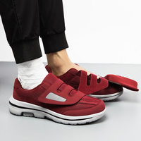 Chaussures unisexes à ouverture large et ajustables avec velcro, baskets respirantes en mesh pour pieds enflés, faciles à mettre et à enlever, chaussures de marche pour diabétiques