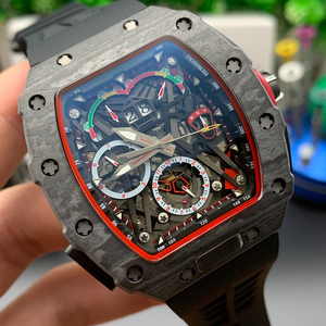 High-quality men's mechanical <b>watch</b>, carbon fiber <b>skeletonized</b> sports car dashboard style <b>automatic</b> <b>watch</b> - Product Image 2