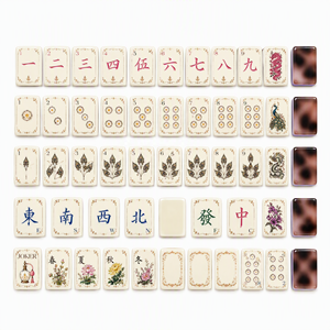 Jeu de Mahjong américain rose avec tuiles écaille de tortue, tuiles Paon et tuiles Joker pour débutants, femmes joueuses, soirée de jeu design - Product Image 1