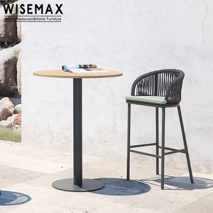 WISEMAX – ensemble de meubles d'extérieur en métal, pieds hauts en rotin, chaise de bar et <span class=keywords><strong>table</strong></span> en <span class=keywords><strong>bois</strong></span> pour restaurant bar, vente en gros - Product Image 4
