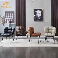 Chaise de salle à manger moderne en similicuir PU capitonnée, avec dossier à motif bulles et assise rembourrée douce, pieds en métal noir, pour la maison et le salon