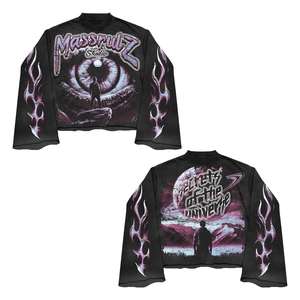 เสื้อสตรีทแวร์วินเทจสไตล์ลำลองทรงบ็อกซี่ ตัดสั้น ผ้าเฟรนช์เทอร์รี่ 100% ผ้าฝ้าย ปักลายกราฟิก พิมพ์ลายเรียบ ย้อมสีธรรมชาติ เป็นมิตรกับสิ่งแวดล้อม สำหรับฤดูหนาว - Product Image 3