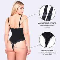 Body en dentelle pour femme, col carré, dos nu, string sexy, camisole gainante, bretelles spaghetti, sans manches