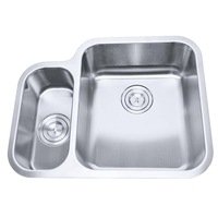 Évier carré double cuve en acier inoxydable 304, mini, sous-plan, brossé, pour cuisine et camping-car, garantie 5 ans, vente en gros