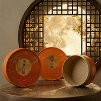 Empaque de Tubo de Papel Redondo Impreso Personalizado con Tapa y Base Separadas para Sets de Regalo de Pastel de Luna de Medio Otoño y Obras de Arte Festivas