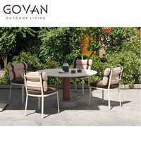 Ensemble de table à manger de jardin moderne, structure en aluminium, résistant aux intempéries, mobilier d'extérieur pour patio, balcon, moments de détente