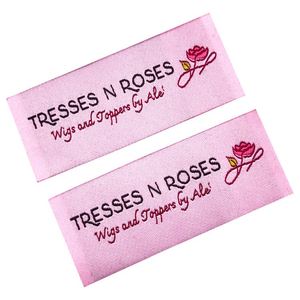 Étiquettes de col personnalisées en damassé tissé avec logo, à coudre, lavables, pour vêtements, vente en gros - Product Image 2